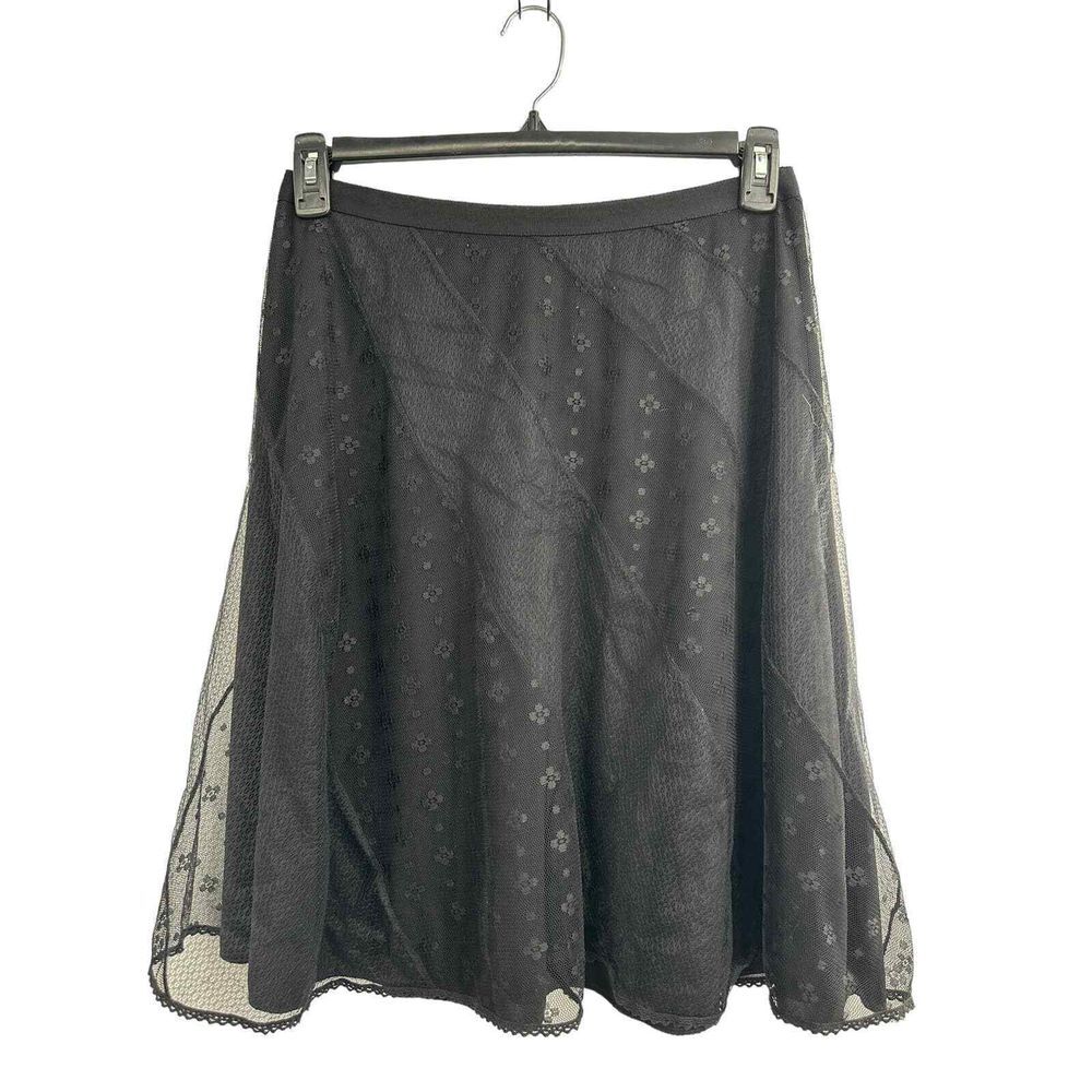 Express Skirt Black Boho Sheer Embroidered Goth Witchcore Floral Lace‎   5/6
